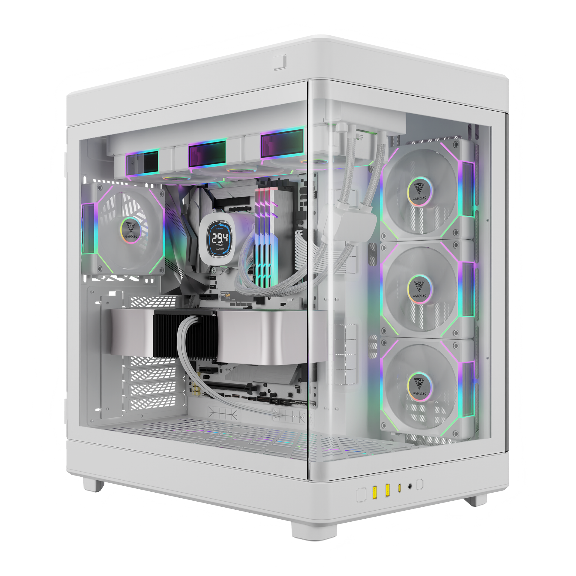 GAMDIAS NESO P1 PRO ARGB Full ARGB Gaming Case - White GAMDIAS NESO P1 PRO ARGB Full ARGB Gaming Case - White